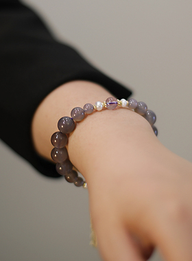 新中式复古宫廷灰玛瑙手串国风新款手链轻奢小众精致高级感配饰女