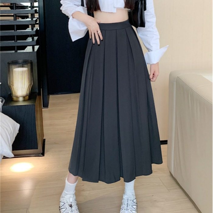 实拍早秋百褶裙胖MM减龄A字裙别致设计感半身裙夏季中长裙纯色,淘宝优惠券,粉丝福利购,淘宝优惠卷