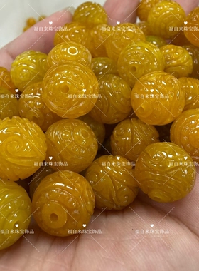 红翡翠玉回纹珠玉石散珠柿子红龙珠手链项链隔珠diy饰品配件圆珠