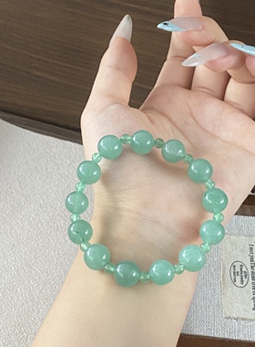 天然A货东陵玉圆珠手链女款玉石手串饰品礼物送女友闺蜜
