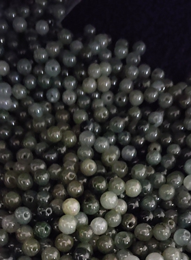 整包5.5-6mm缅甸翡翠A货油青散珠圆珠子diy手链项链配件配饰尾珠