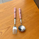 Spoon fork cute cartoon ceramic handle stainless steel