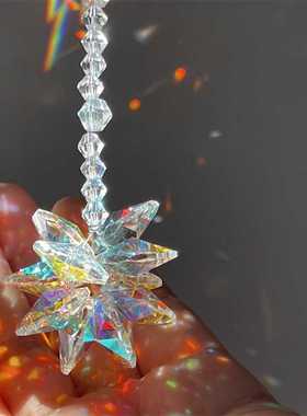 创意流光雪花水晶太阳捕手立体棱镜创意七彩挂件情侣礼物客厅挂件
