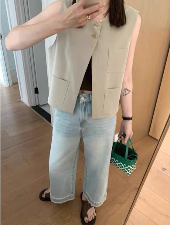 南瓜籽女装定制肥妹妹mm叠穿西装气质双扣秋宽松显瘦马甲上衣外套 - 图3