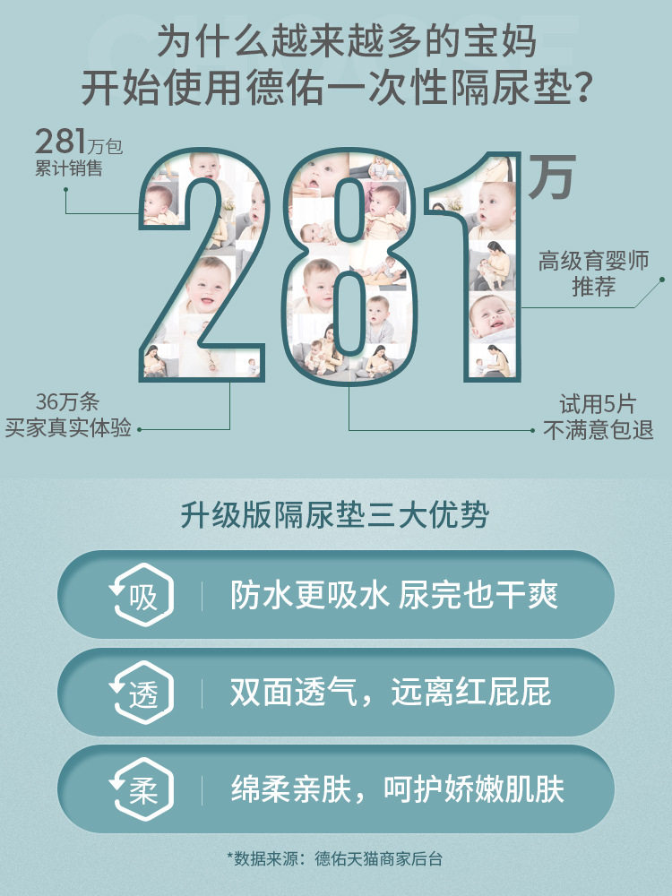 33*45cm婴儿隔尿垫巾 德佑无纺布防水透气8片隔尿垫旅行装尿布垫,淘宝优惠券,粉丝福利购,淘宝优惠卷