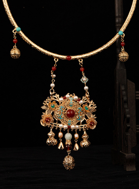 富贵华丽羿墨花韵玛瑙金项圈