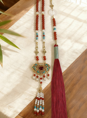 马面裙配饰新中式平安锁项链