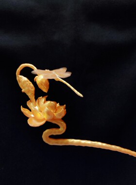 良造坊会动的蜻蜓发簪-汉服配饰走秀 荷叶蜻蜓，御兔龙簪子3D打印