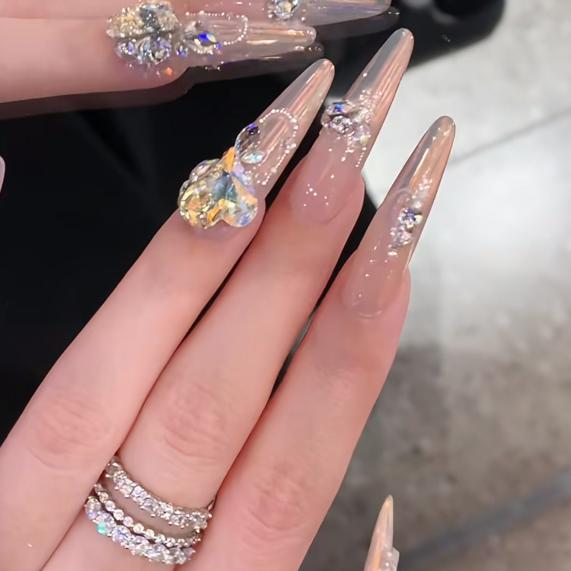 极光千金秋冬纯手工穿戴甲长款轻奢立体蝴蝶可拆卸假指甲成品婚甲,淘宝优惠券,粉丝福利购,淘宝优惠卷