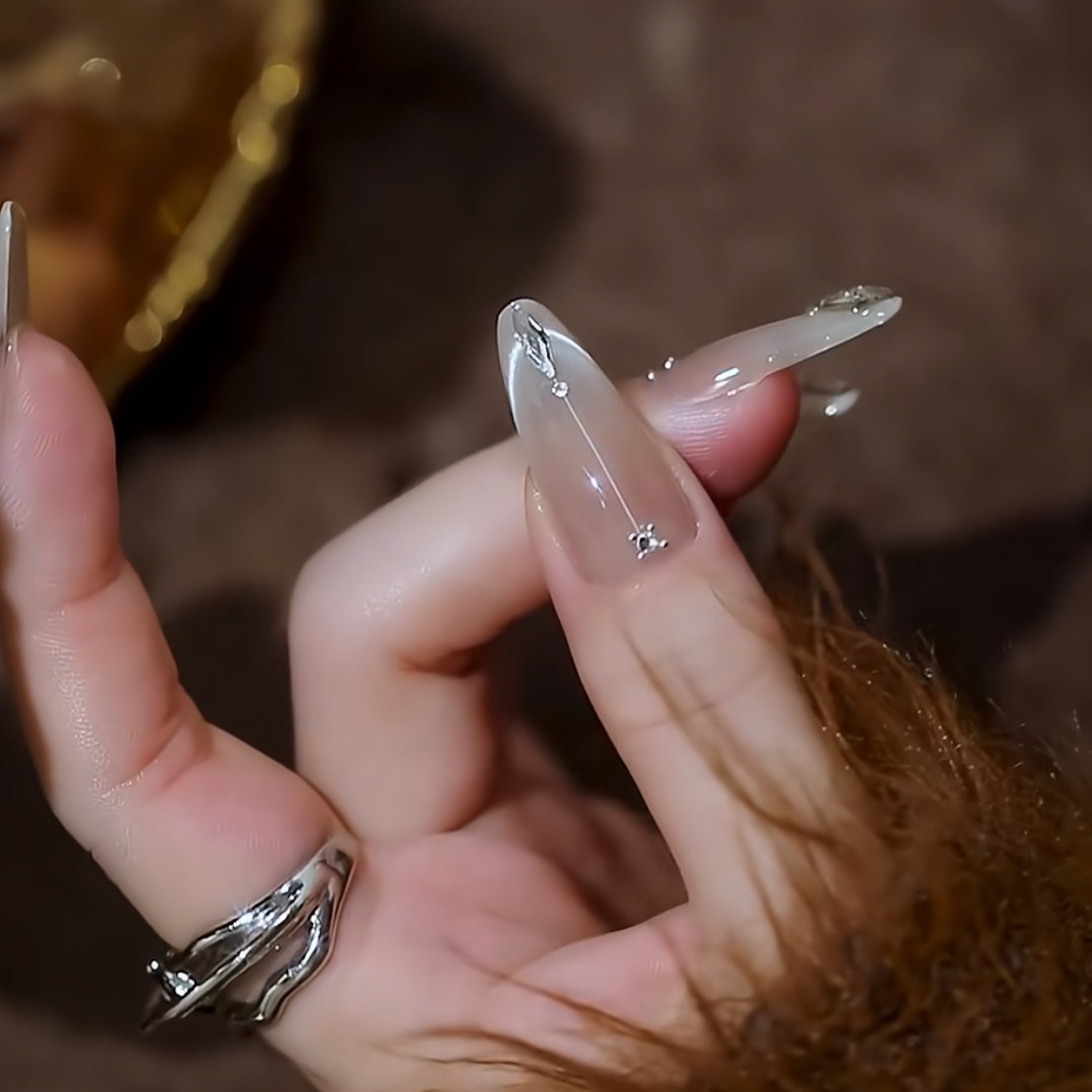 新款手工定制穿戴美甲中长款白月光猫眼假指甲高级感婚甲成品甲片,淘宝优惠券,粉丝福利购,淘宝优惠卷