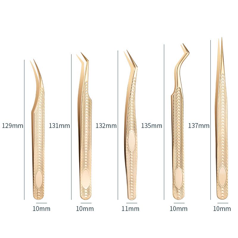 睫毛夹美睫嫁接镊子金色花纹款高密合度种植夹子美睫师专用开花镊 - 图2