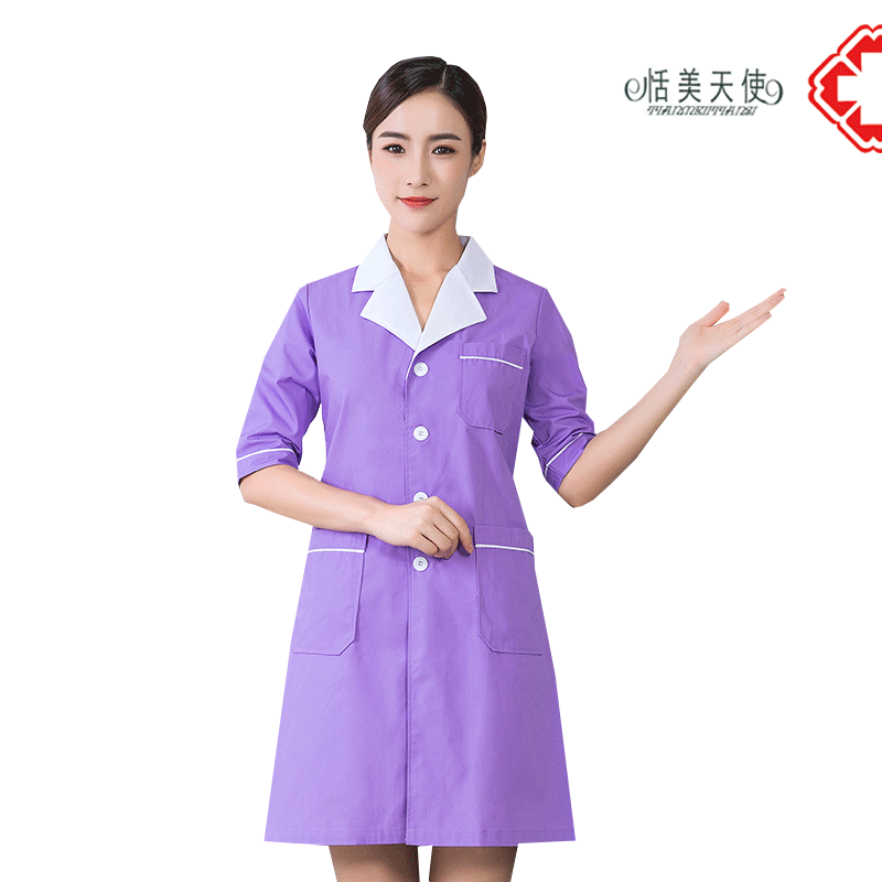 韩版短袖皮肤管理长袖修身白大褂 恬美天使医护制服