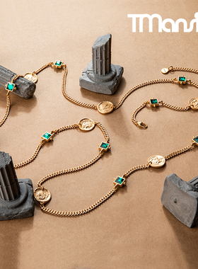 公馆镀24k宝石项链金币西洋古董