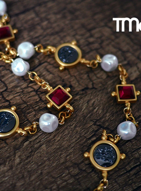 T公馆 巴洛克珍珠复古 皇室宫廷风VINTAGE古董风长款多用毛衣链