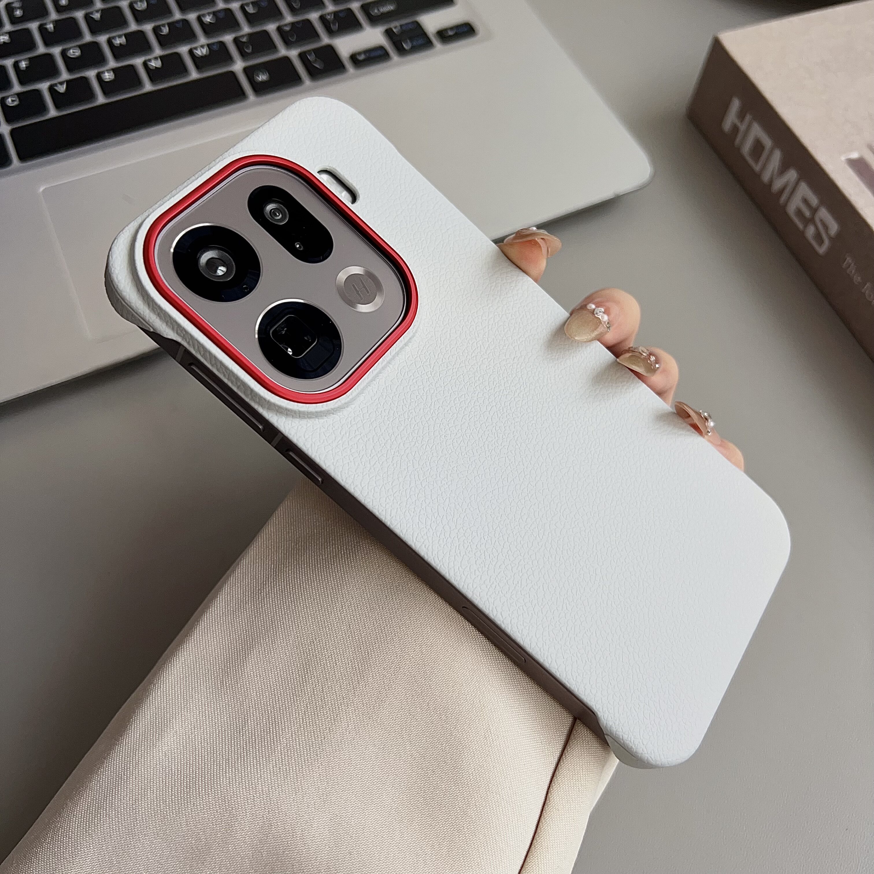 新款荔枝皮纹无边框适用oppoFindx9手机壳findx9pro超薄无边框半包FIndx8pro简约高级感X8s男女情侣x8UItra - 图1