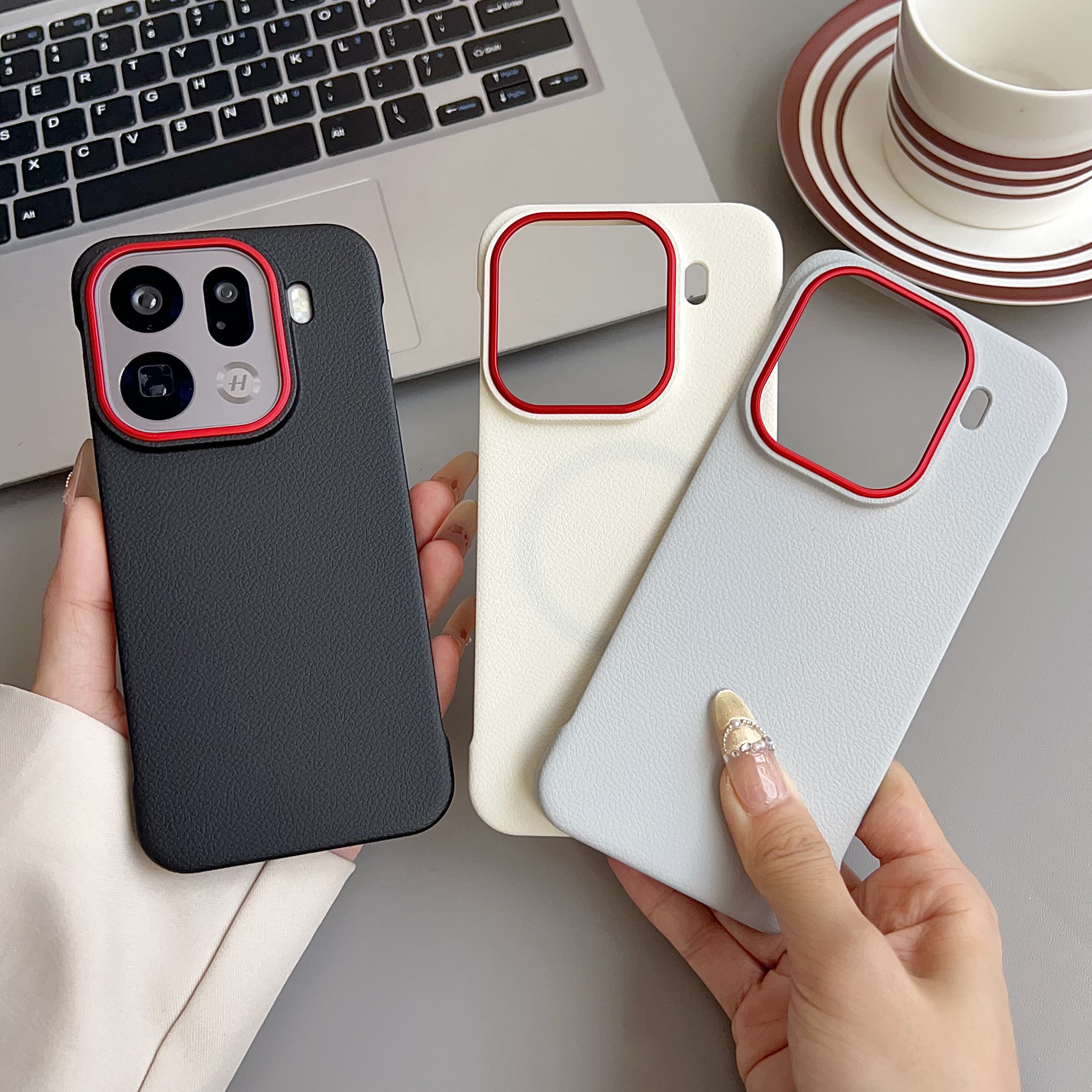 新款荔枝皮纹无边框适用oppoFindx9手机壳findx9pro超薄无边框半包FIndx8pro简约高级感X8s男女情侣x8UItra - 图3