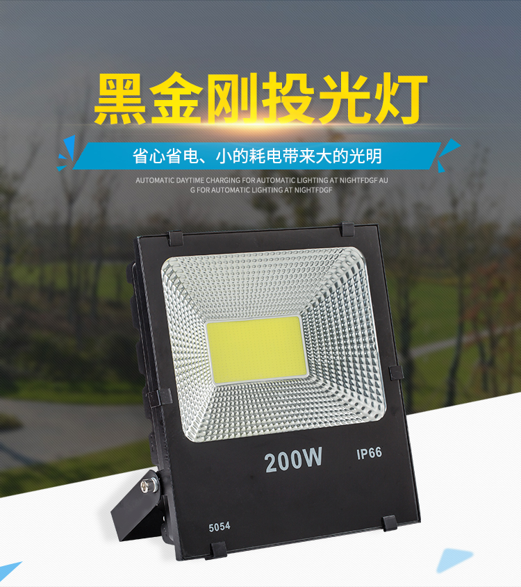 LED50W100W无频闪投光灯黑金刚超亮户外防水工地球场广告牌泛光灯 - 图2