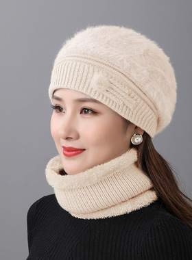 冬季帽子女加绒加厚保暖贝雷帽女