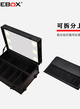 FACEBOX专业双层大号化妆箱带灯