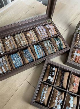 复古木纹桌面手链手串摆放收纳