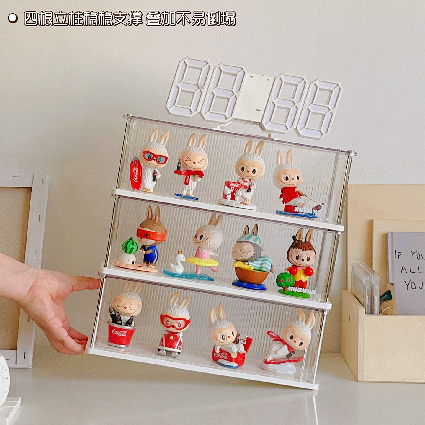 拉布布展示盒透明labubu盲盒收纳展示架适用于泡泡玛特手办展示柜 - 图0