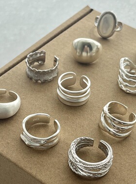 复古小众设计素圈戒指女S925纯银不掉色食指戒轻奢高级感百搭