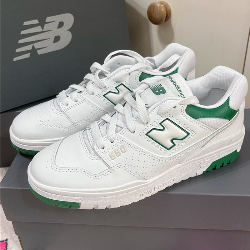 New Balance NB550系列男女滑板鞋情侣白绿色运动休闲鞋BB550SWB