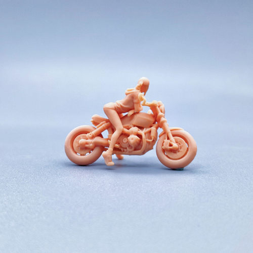 【嗯哼模型】1:64人偶1:43微缩 宝马拿铁摩托车 骑车女 W302 - 图0