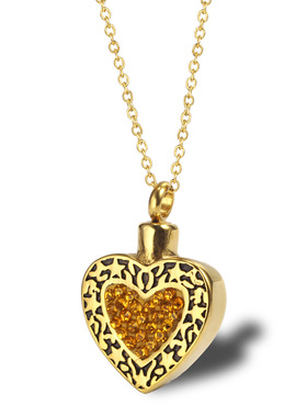 可打开钛钢爱心十字锆石猫咪吊坠