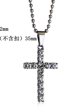 十字架吊坠钛钢三层花纹骷髅饰品