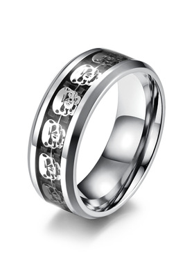 指纹漩涡爱心形光面素戒钛钢戒指