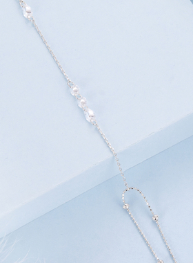 新款s925纯银灵动细闪锆石戒指链手链精致优雅流苏戒指手链设计感