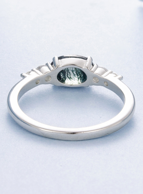 新款s925纯银水草玛瑙戒指优雅复古爪镶玛瑙指环戒指首饰轻奢气质