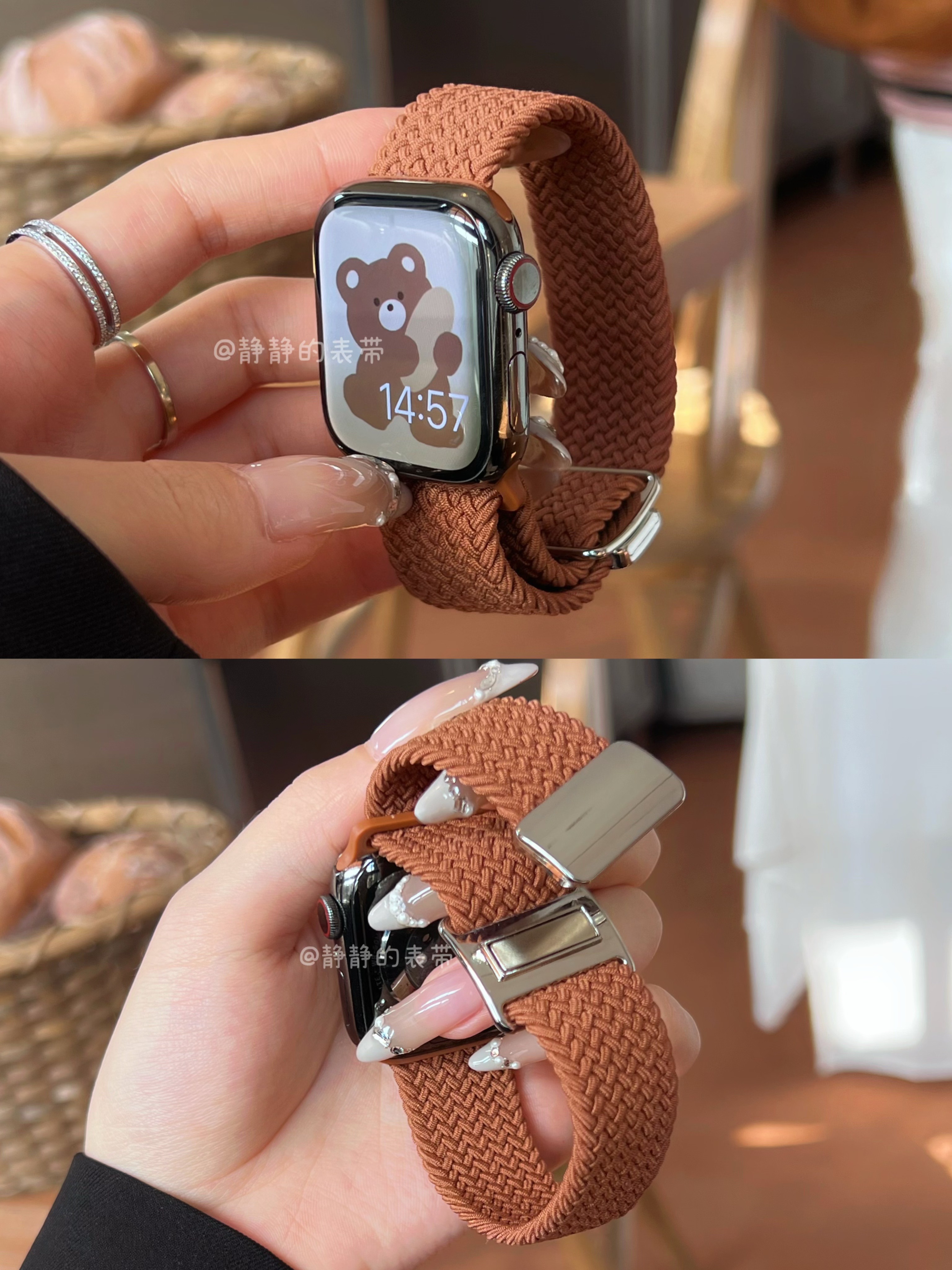 柔软编织磁吸扣休闲男女适用于s978代applewatch56SE静静的表带 - 图2