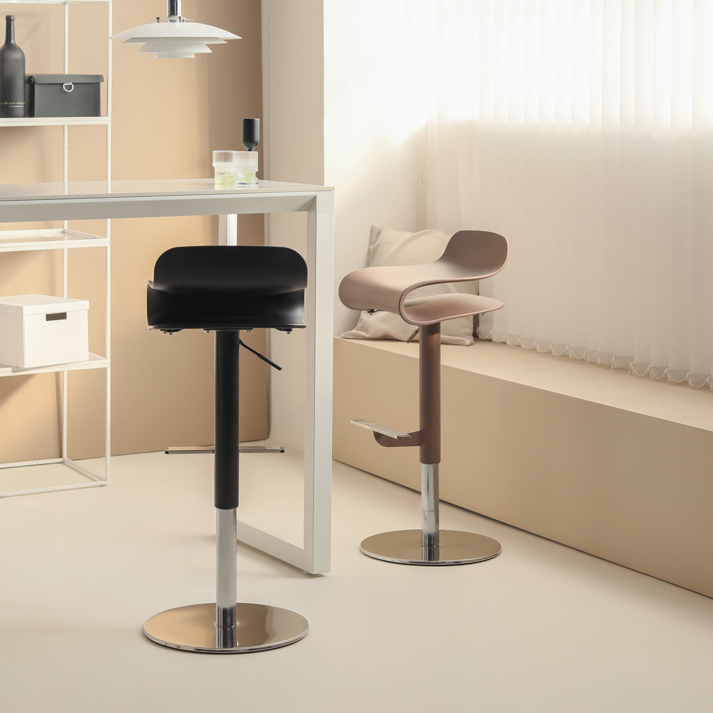 北欧极简奶油风可升降吧椅家用吧台办公接待咖啡厅洽谈用餐高脚凳,淘宝优惠券,粉丝福利购,淘宝优惠卷