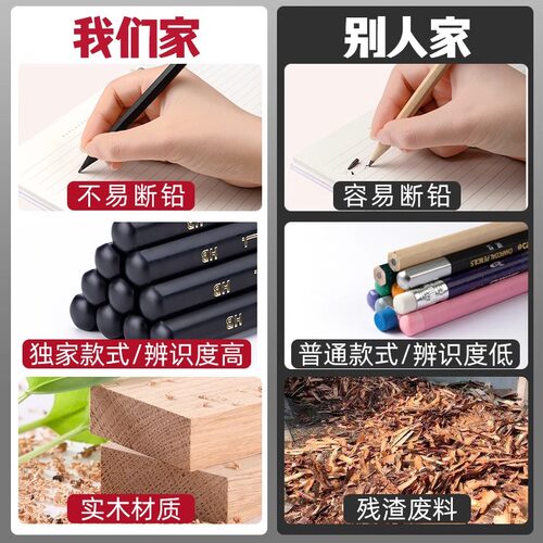 得力纽赛黑木铅笔石墨2B铅笔HB铅笔小学生用儿童一年级二年级专用 - 图1