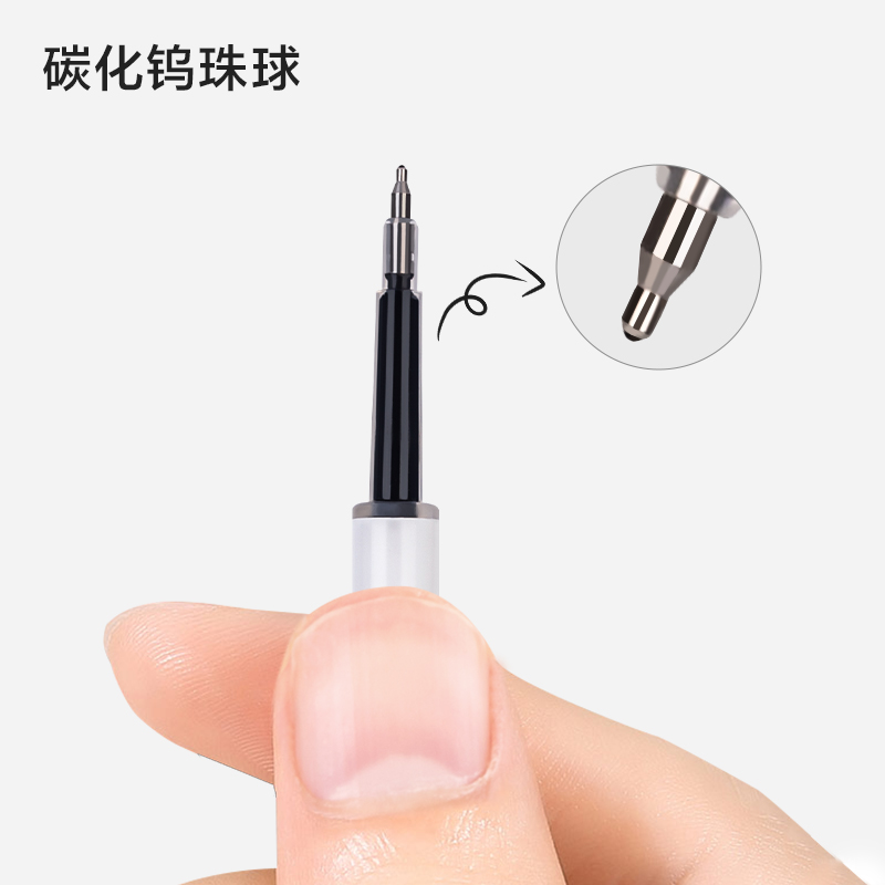 得力纽赛ST笔头按动笔芯中性笔替芯葫芦头臻顺滑0.5黑色CS头笔芯 - 图0
