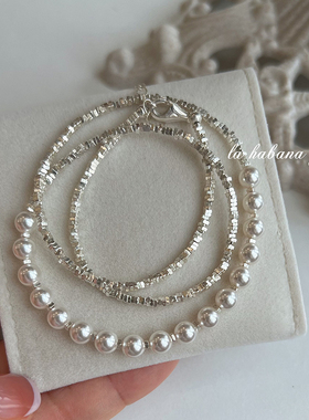 LaHabanagirlS925碎银子锁骨链