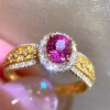 18K gold diamond inlaid Sri Lankan unfired padparadscha ring, main stone 1.35 carats, classic and versatile