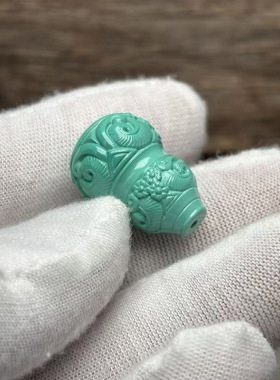 绿松石雕件葫芦背云手串配件手链串饰配珠绿色宝瓶