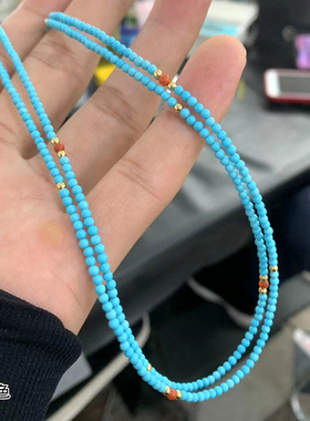 绿松石项链女小米珠甜美款