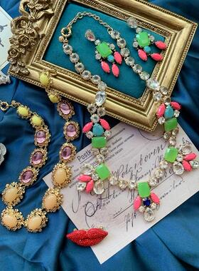 海外闪亮水晶宝石宴会古董首饰