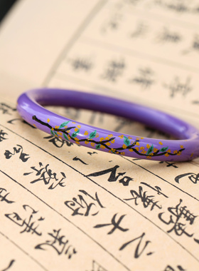 原创新中式大漆紫底节日送礼