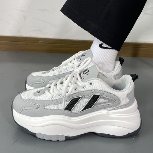 老爹鞋男潮牌2024夏季新款网面复古增高厚底休闲鞋情侣百搭运动鞋 - 图1