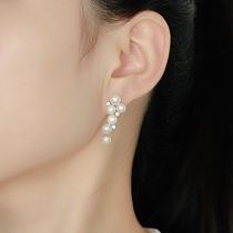 New Pinnins qi and light luxury fashion business grape fresh water pearl 925 silver earrings Korean temperament earrings