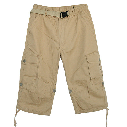 夏季冰感宽松七分裤男多口袋休闲中裤可卷边五分工装薄款短裤速干 - 图3