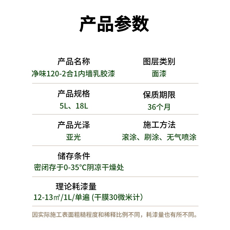 立邦净味120二合一内墙乳胶漆哑光白色墙面漆涂料室内自刷可调色