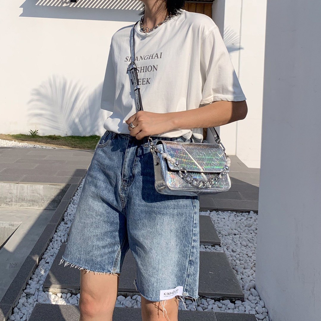 高级感质感头层牛皮珍珠链条包银色包时尚百搭单肩斜挎包真皮女包,淘宝优惠券,粉丝福利购,淘宝优惠卷