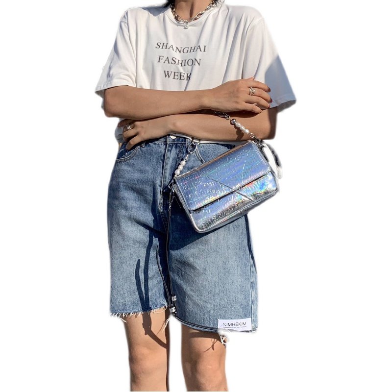 高级感质感头层牛皮珍珠链条包银色包时尚百搭单肩斜挎包真皮女包,淘宝优惠券,粉丝福利购,淘宝优惠卷