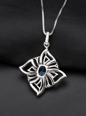 设计感轻奢S925银高颜值欧美复古风气质时尚小众高档纯银项链吊坠